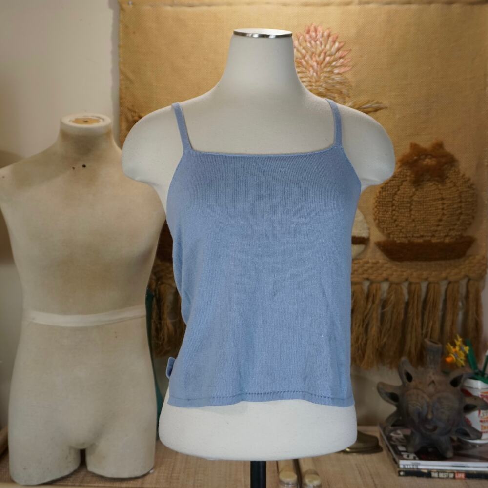 Vintage Bloomingdales light blue silk cashmere tank top